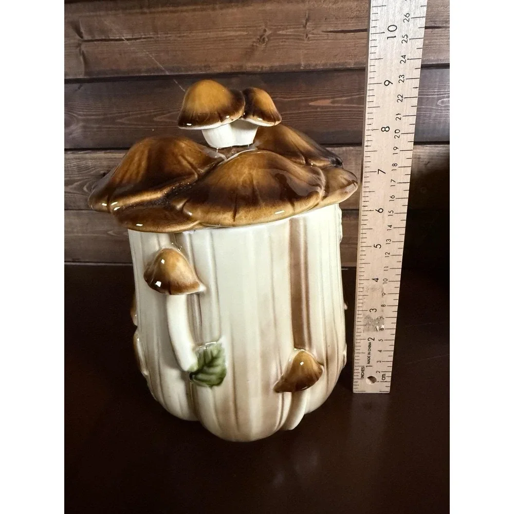 Vintage Homco Ceramic Mushroom Canisters Set Of 3 Small, Medium & Large